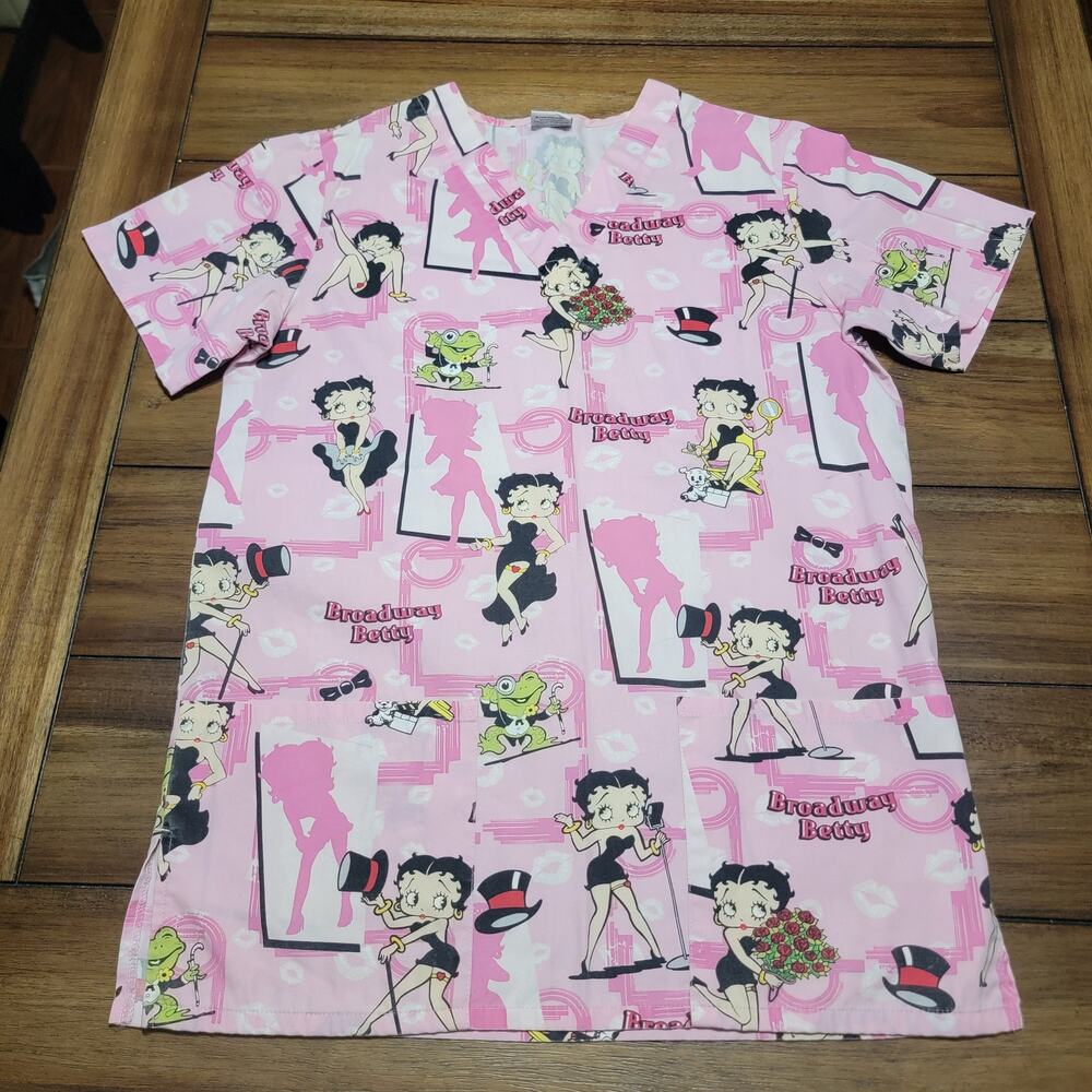 Betty Boop Scrub Top "Broadway Betty" - Size Small